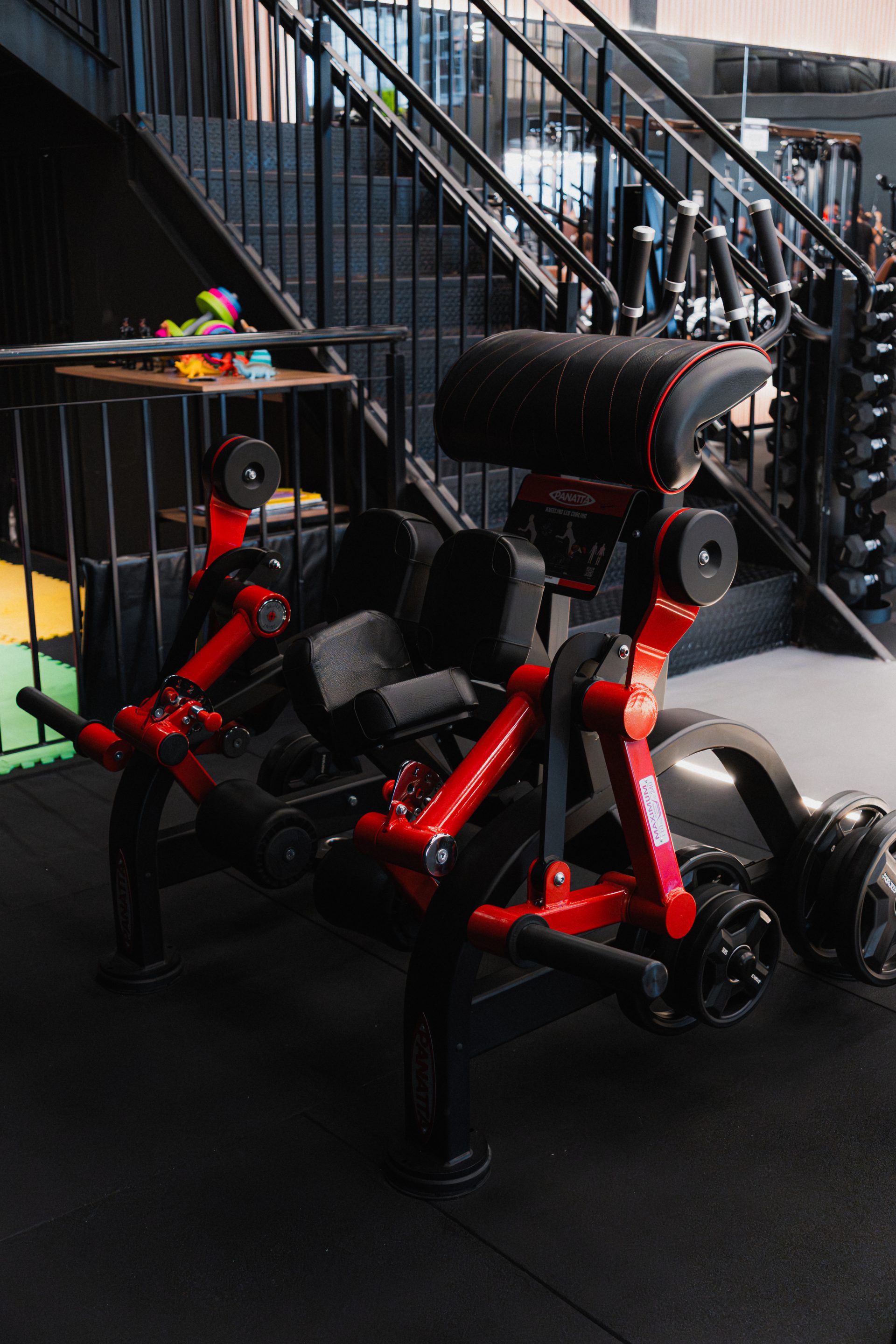Equipment detail — red leg curl